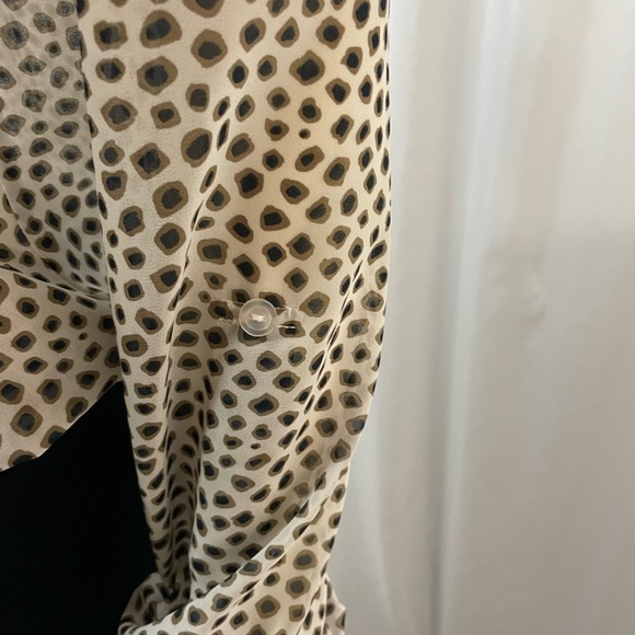 Cleo Leopard Print Long Sleeve Blouse with Ruffle Front, Size XS - Picture 4 of 9